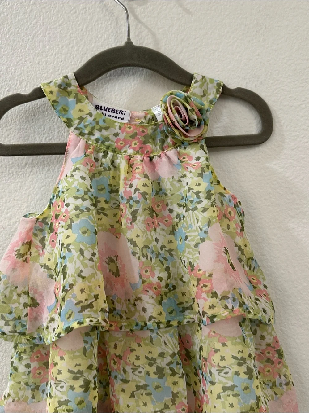 Blueberi‎ Boulevard Girls' Floral Chiffon Sleeveless  Tiered Dress Size 2T